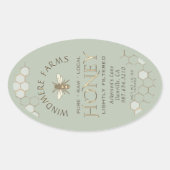 Queenline Honey Label 16/32oz Honeycomb Bee Sage (Voorkant)