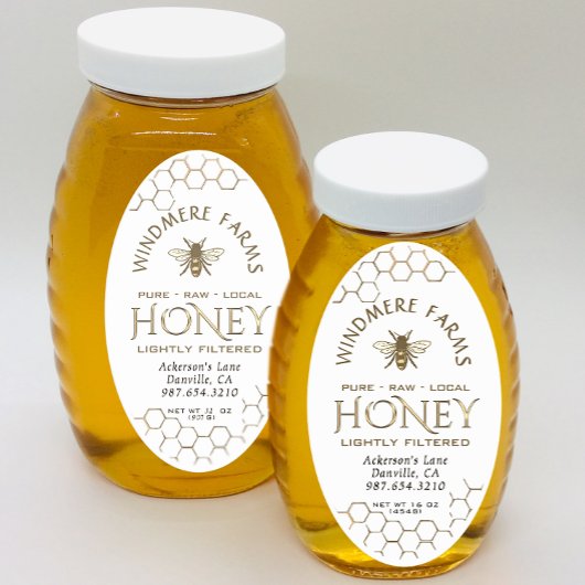 Queenline Honey Label 16/32oz Honeycomb bee White