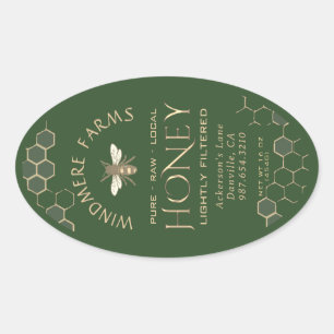 Queenline Honing Label 16/32oz Honingraat Bee Gree