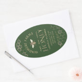 Queenline Honing Label 16/32oz Honingraat Bee Gree (Envelop)