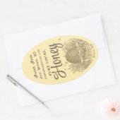 Queenline Jar Skep met kleine bijen Ovale Sticker (Envelop)