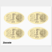 Queenline Jar Skep met kleine bijen Ovale Sticker (Vel)