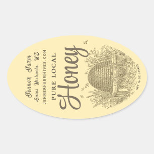 Queenline Jar  Skep met kleine bijen Ovale Sticker
