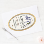 Queenline Ovaal Honing Gouden Rand Bijen Lavendel Ovale Sticker (Envelop)