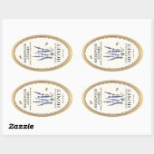 Queenline Oval Honey Gold Border met Bee Flowers Ovale Sticker (Vel)