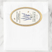 Queenline Oval Honey Gold Border met Bee Flowers Ovale Sticker (Tas)