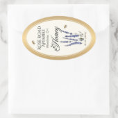 Queenline Oval Honey Gold Border met Bee Flowers Ovale Sticker (Tas)