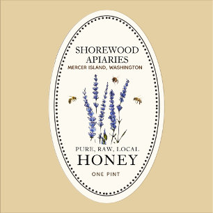 Queenline Oval Honey Label bloemen en honingbijen