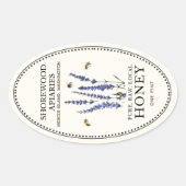 Queenline Oval Honey Label bloemen en honingbijen (Voorkant)