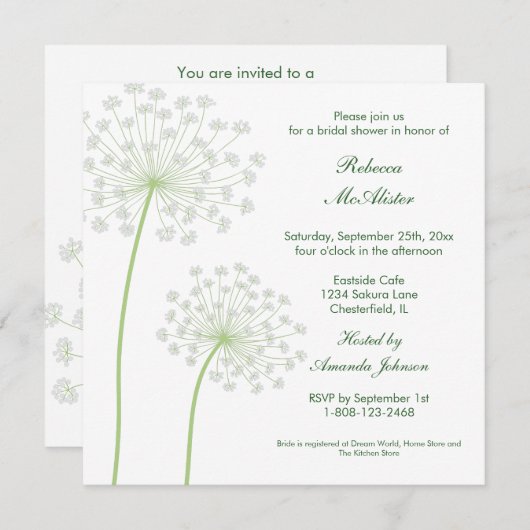 Queen's Anne Bridal Shower Kaart (Voorkant / Achterkant)