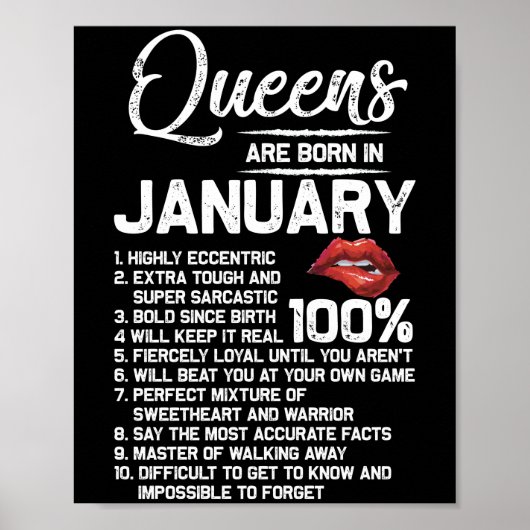 Queens Are Born in January Birthday Gifts Poster