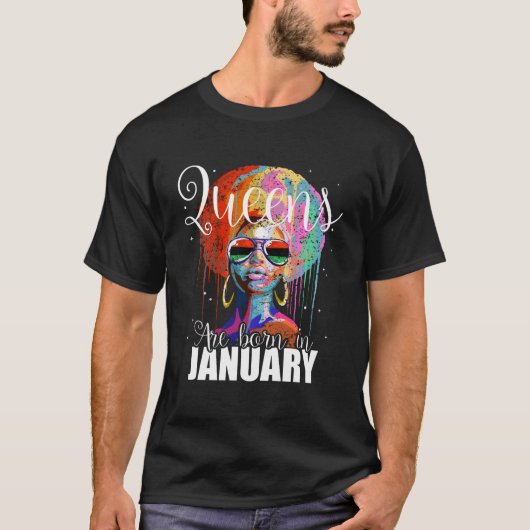 Queens Are Born In January T-shirt (Voorkant)