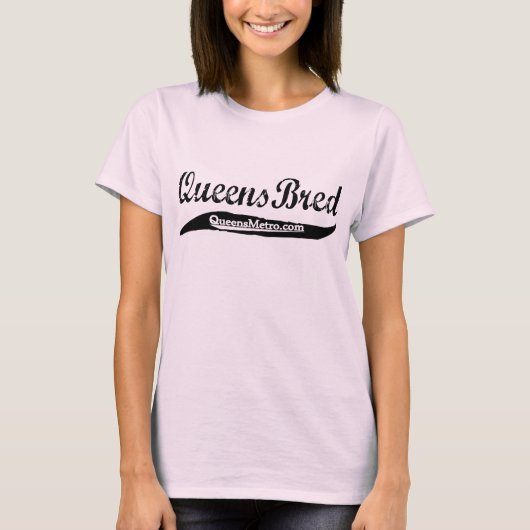 Queens Bred - New York City - Black Lettering - F1 T-shirt (Voorkant)