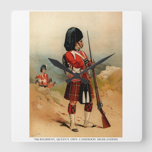 Queens Cameroon Highlanders Vierkante Klok (Voorkant)