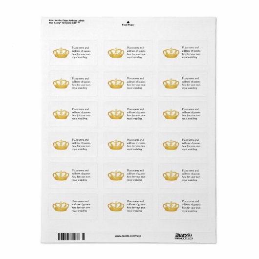 Queen's Crown in Dimensional Gold Etiket (Full Sheet)