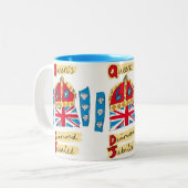 Queen's Diamond Jubilee Emblem Tweekleurige Koffiemok (Voorkant links)