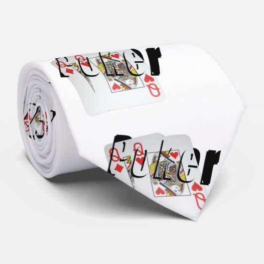 Queens Dimensional Poker Logo, Unisex Silky Stropd Stropdas (Opgerold)