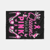 Queens Draag roze borstkankerwaarschuwing Ribbon S Fleece Deken (Voorkant (Horizontaal))