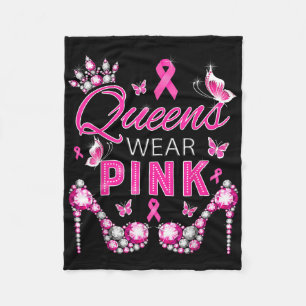 Queens Draag roze borstkankerwaarschuwing Ribbon S Fleece Deken
