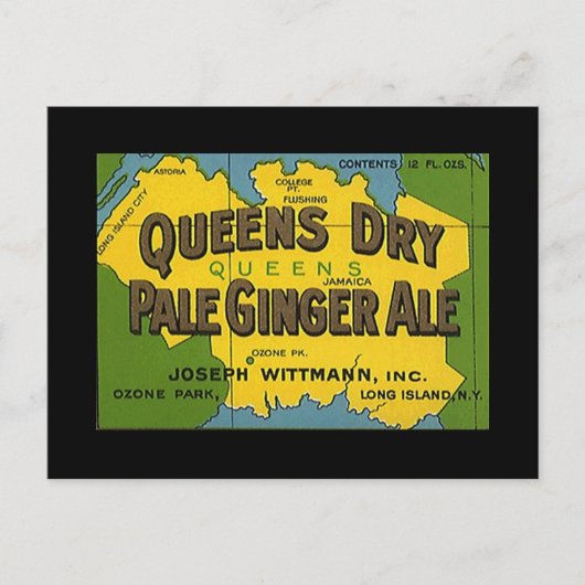 Queens Dry Ginger Ale  NY-kaart Briefkaart (Voorkant)