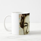 Queens Elizabeth II on 50 pound note. Koffiemok (Links)