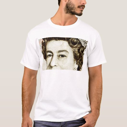Queens Elizabeth II on 50 pound note. T-shirt (Voorkant)