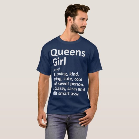 QUEENS GIRL NY NEW YORK Funny City Home Roots T-shirt (Voorkant volledig)