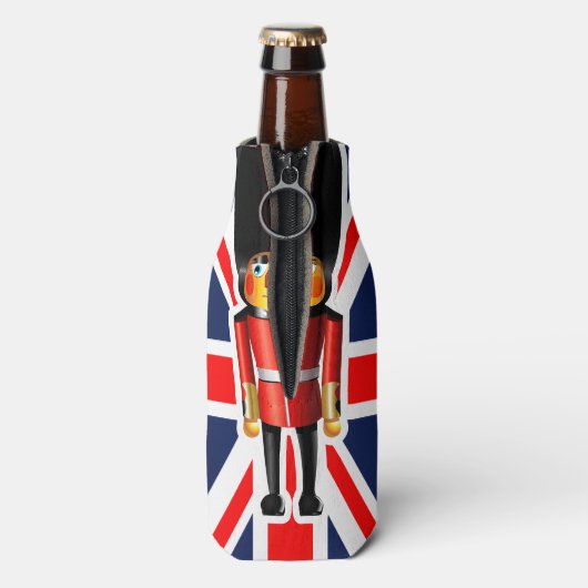 Queen's Guard Soldaat Cartoon Flesjeskoeler (Fles Achterkant)