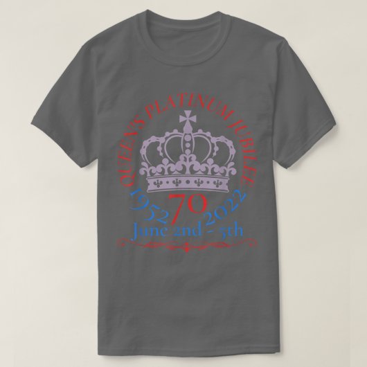 Queen's jubilee 2022 tshirt,Queen platinum decorat T-shirt (Design voorkant)