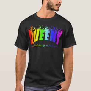Queens LGBTQ Pride Flaming Parody Trasher Mashup T-shirt