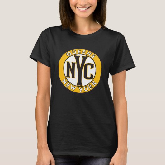 Queens New York Amber and Black Circle Sign T-shirt (Voorkant)