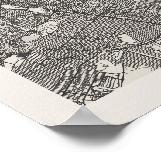 Queens New York Boho Arch Beige Street Map Poster (Hoek)