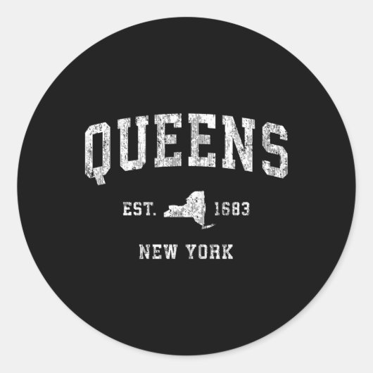 Queens New York by Athletic Sports Ronde Sticker (Voorkant)