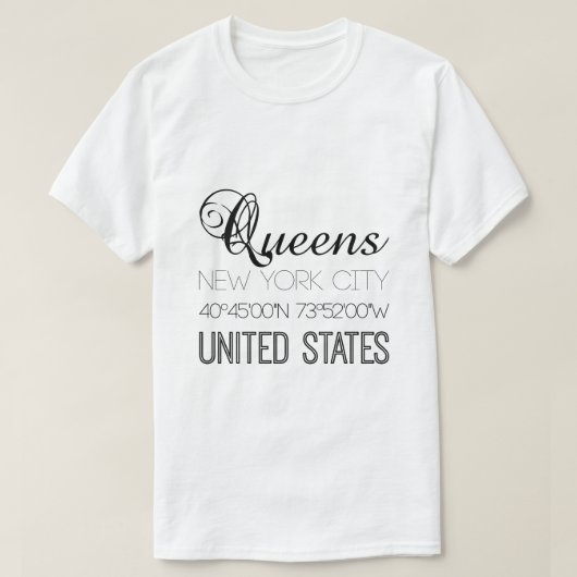 Queens, New York City charmant T-shirt (Design voorkant)