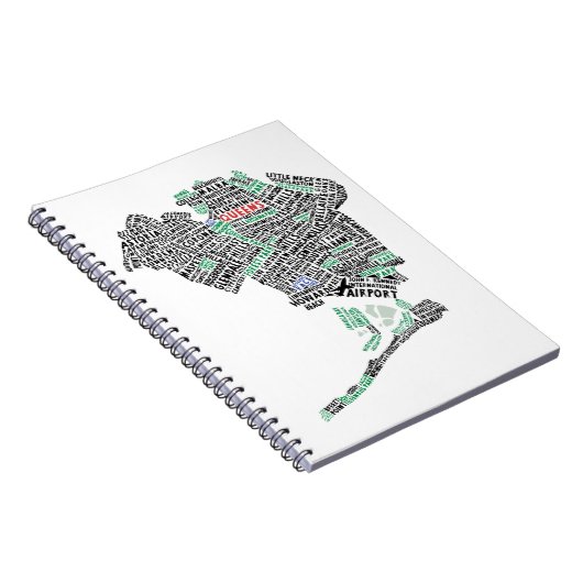 Queens New York City Word Art Map Notitieboek (Rechterzijde)