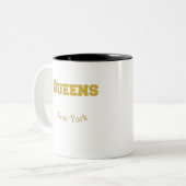 Queens New York Gold Coffee Mok (Voorkant links)