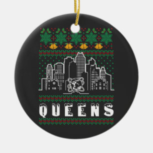 Queens New York Lelijke Kerstmis Keramisch Ornament