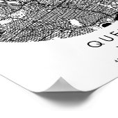 Queens New York Minimal Modern Circle Street Map Poster (Hoek)