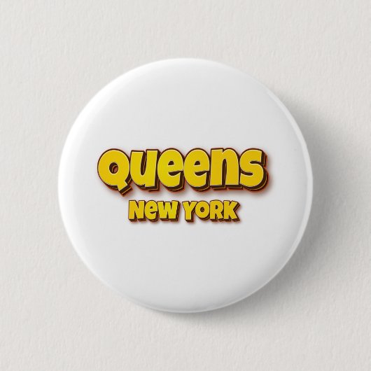 Queens New York Ronde Button 5,7 Cm (Voorkant)