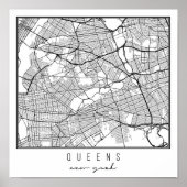 Queens New York Street Map Poster (Voorkant)