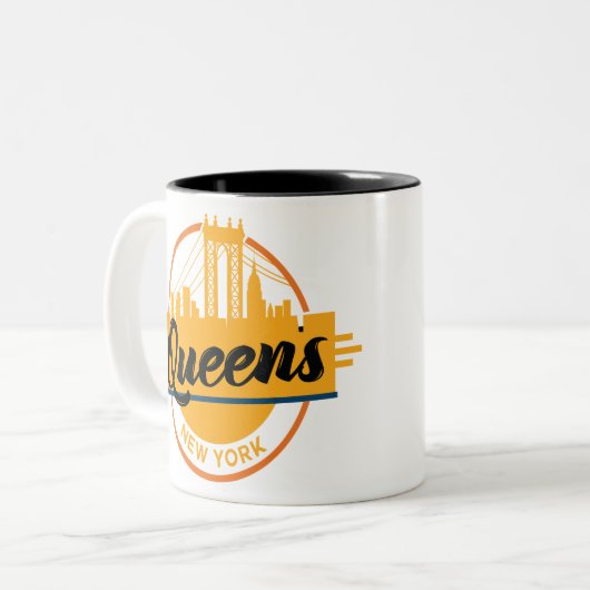 Queens New York Tweekleurige Koffiemok (Voorkant links)