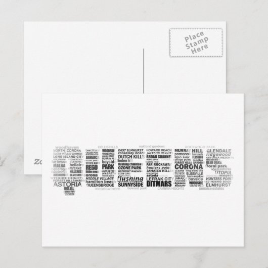 Queens New York Typografie Briefkaart (Voorkant / Achterkant)