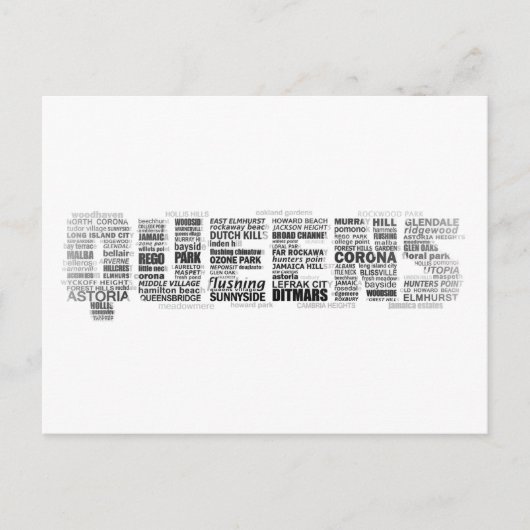 Queens New York Typografie Briefkaart (Voorkant)