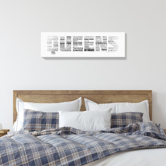 Queens New York Typografie Canvas (Insitu (Slaapkamer))