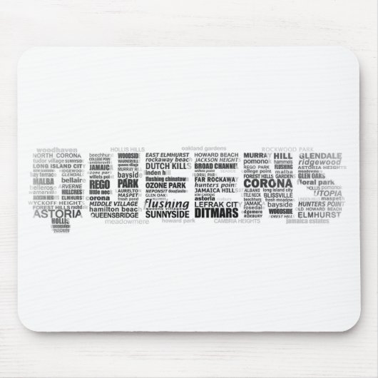 Queens New York Typografie Mousepad Muismat (Voorkant)
