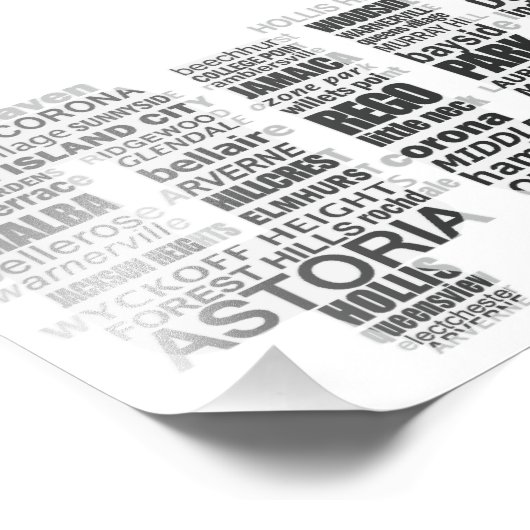 Queens New York Typografie Poster (Hoek)