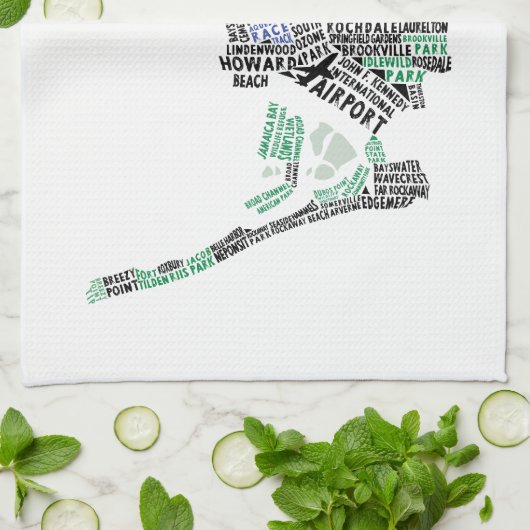 Queens, New York Typography Map Tea Towel Theedoek (Gevouwen)