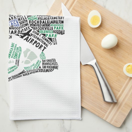 Queens, New York Typography Map Tea Towel Theedoek (Quarter Fold)