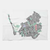 Queens, New York Typography Map Tea Towel Theedoek (Horizontaal)