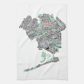 Queens, New York Typography Map Tea Towel Theedoek (Verticaal)